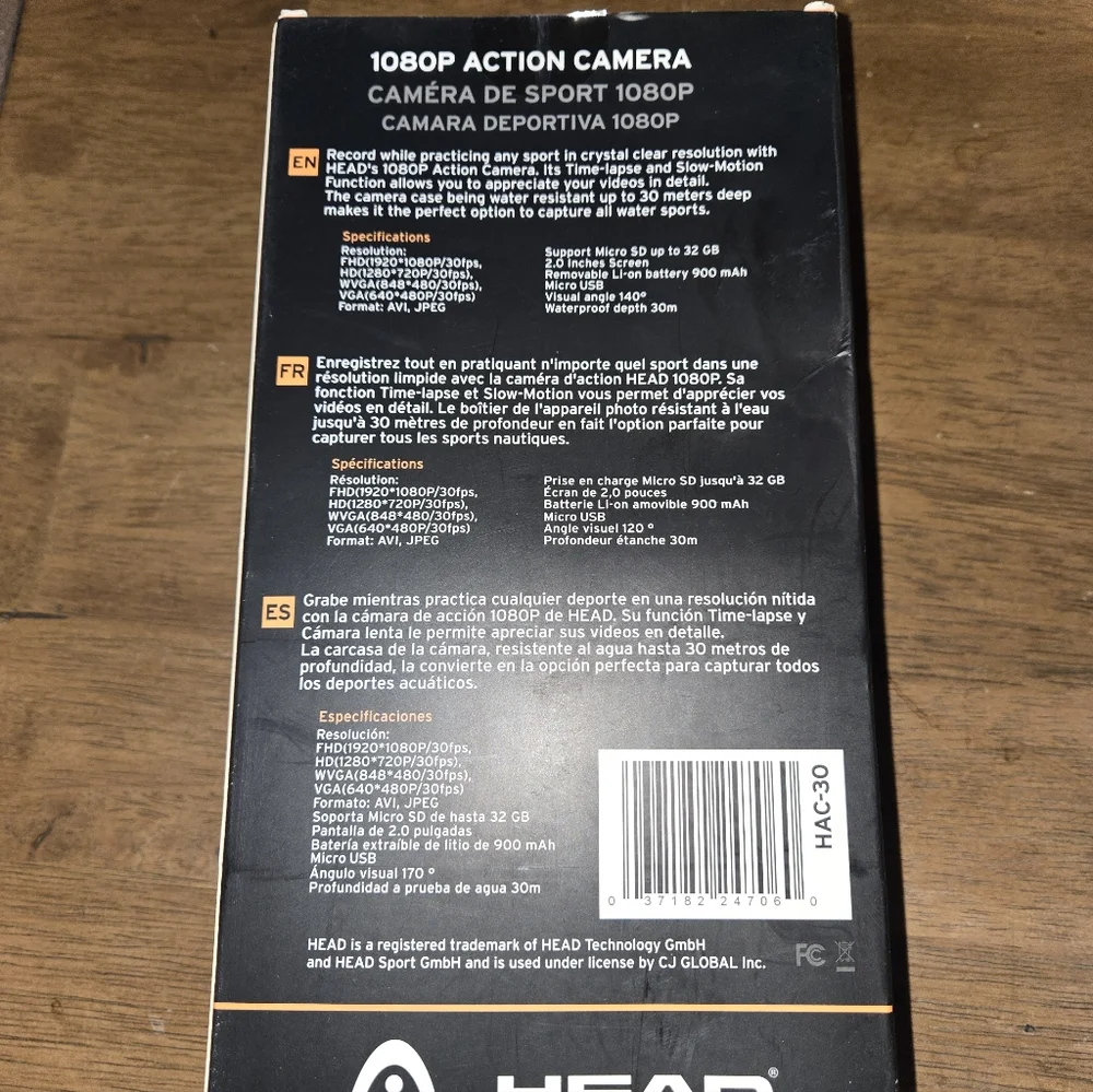 HEAD HD 1080P Action Camera New Sealed